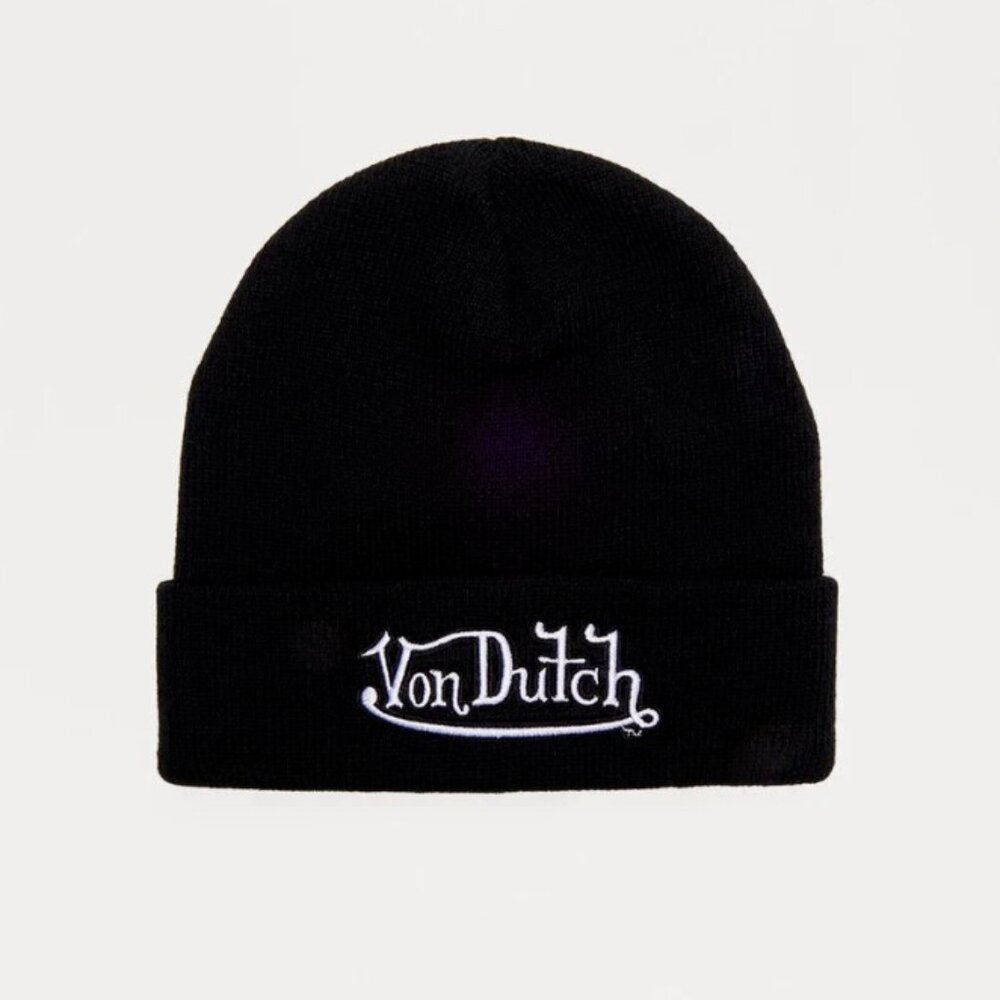 Von Dutch Embroidered Beanie Hat Cap Black